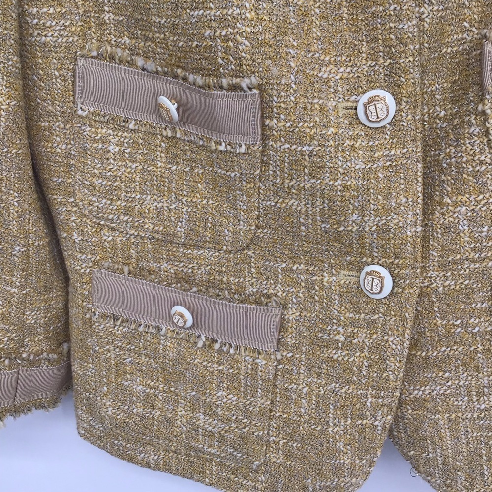 Talbots NWT The Grace Fit Boucle’ Fitted Jacket Career Classic Golden Size 8 - Picture 9 of 11